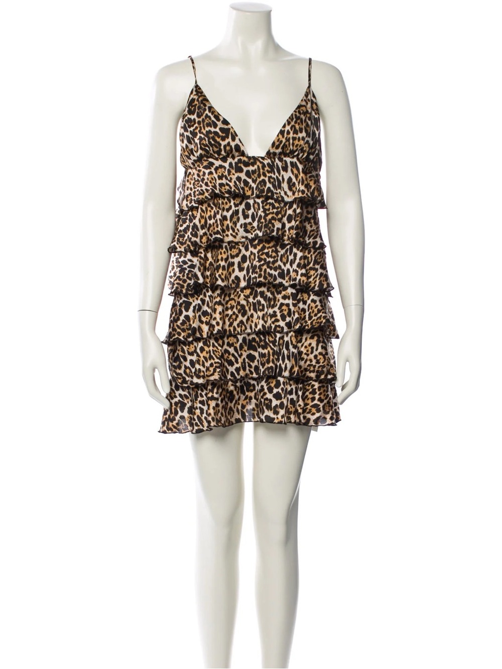 Majorelle Afia mini dress 
Leopard Print Ruffle Cami Dress Tan Black Cream